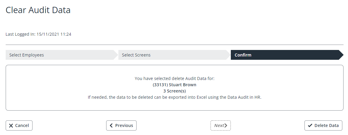 shows confirm screen of clear audit data process