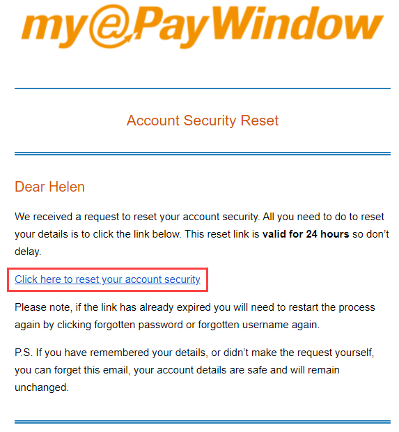 Account Security email